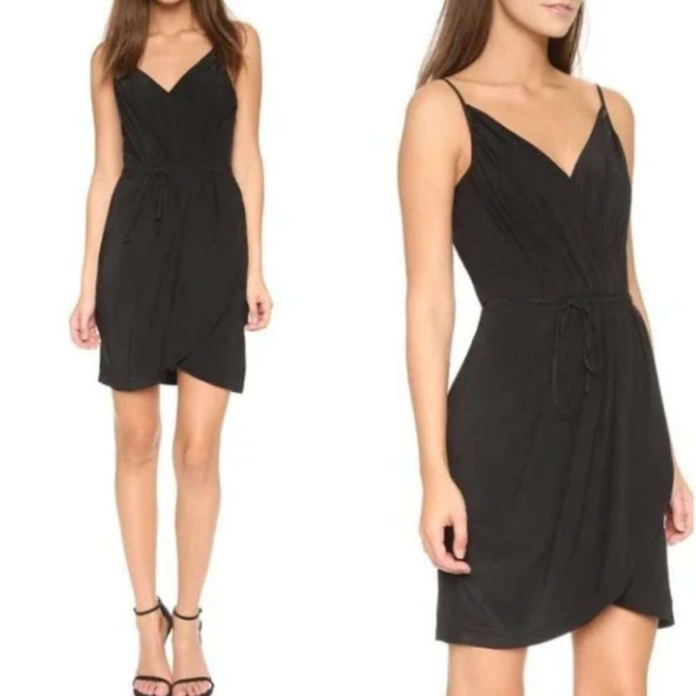 Yumi Kim Black Silk Mini Dress Tulip Hem